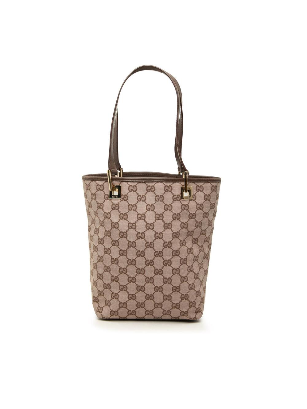 Gucci Gg Canvas Tote Pre-Loved Beige #372975G40B